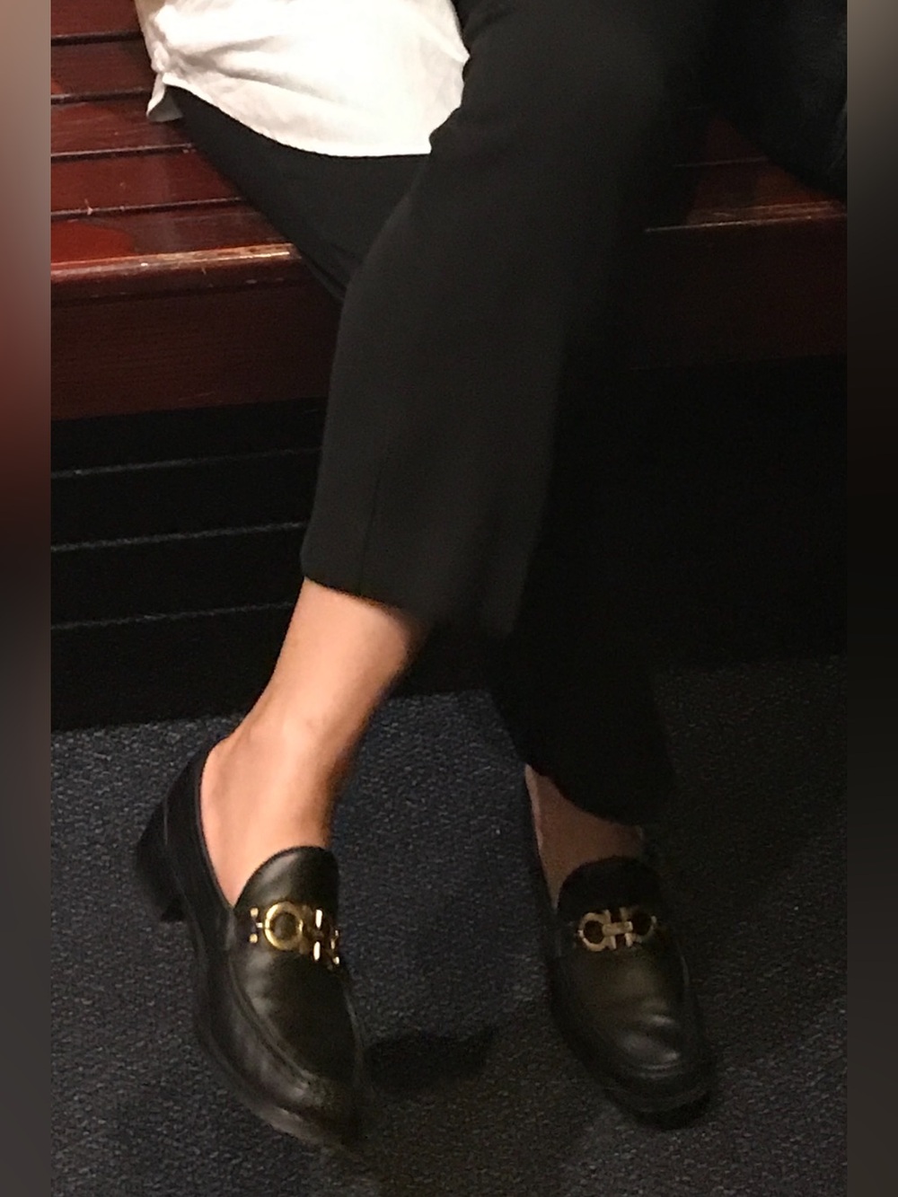 Salvatore Ferragamo Black Leather Loafers with Gold Gancini Bit - Picture 5 of 6